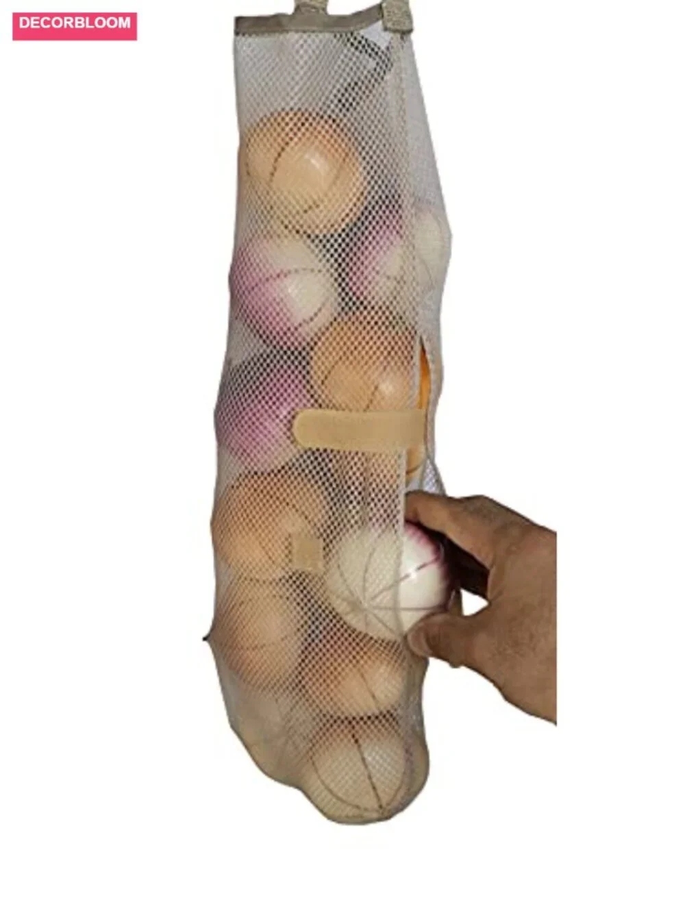 5 Pack Hanging Mesh Produce Bags - Reusable Net Storage for Onions, Potatoes,